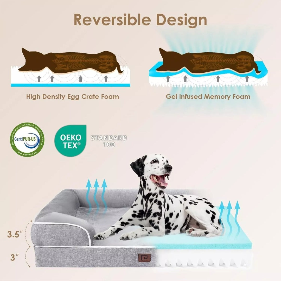 RoyalDen™ Orthopedic Calming Dog Bed – Memory Foam + Cooling Gel