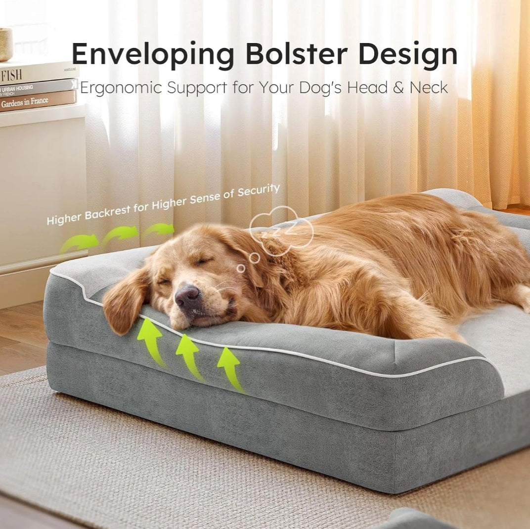 RoyalDen™ Orthopedic Calming Dog Bed – Memory Foam + Cooling Gel