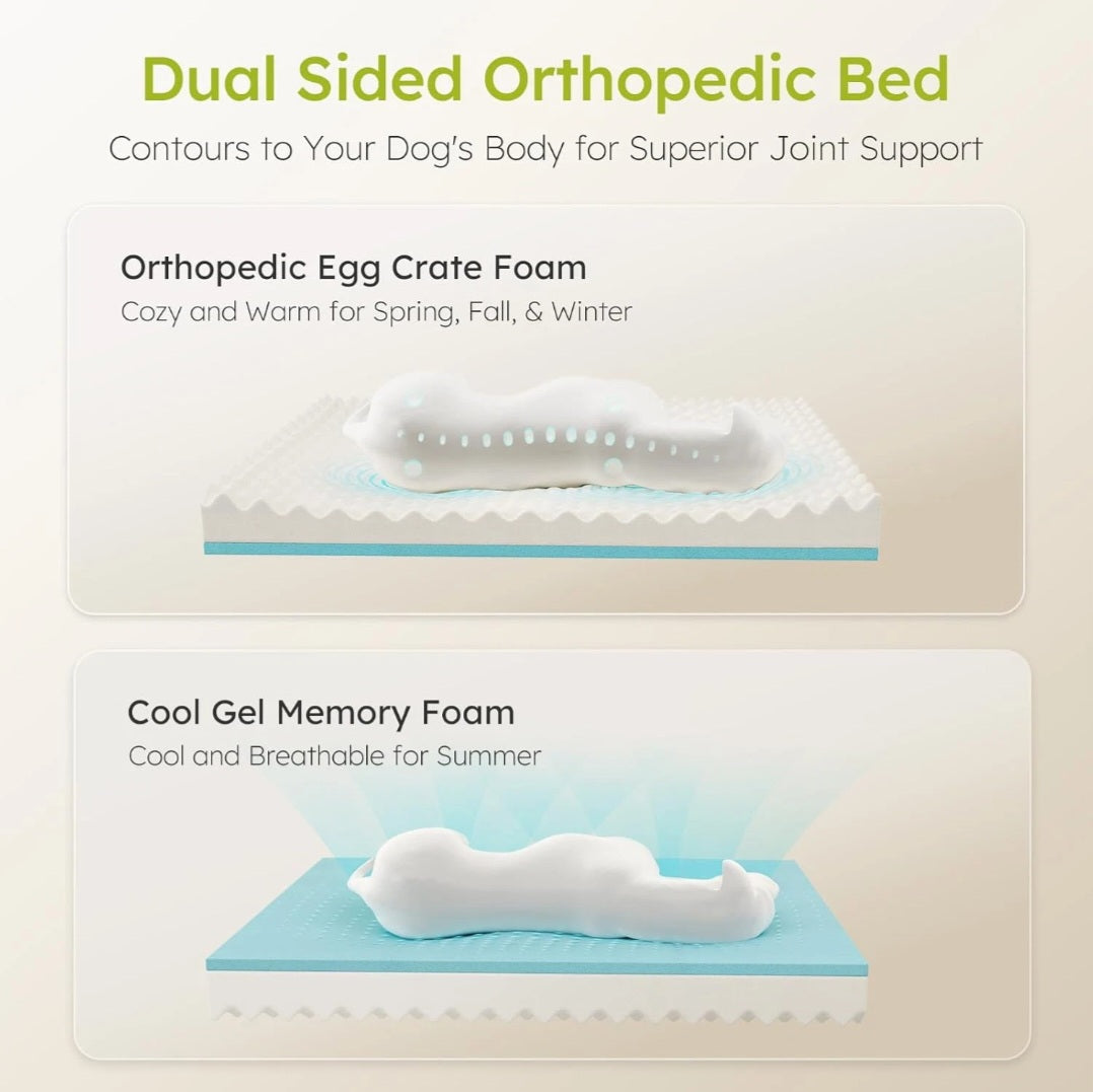 RoyalDen™ Orthopedic Calming Dog Bed – Memory Foam + Cooling Gel